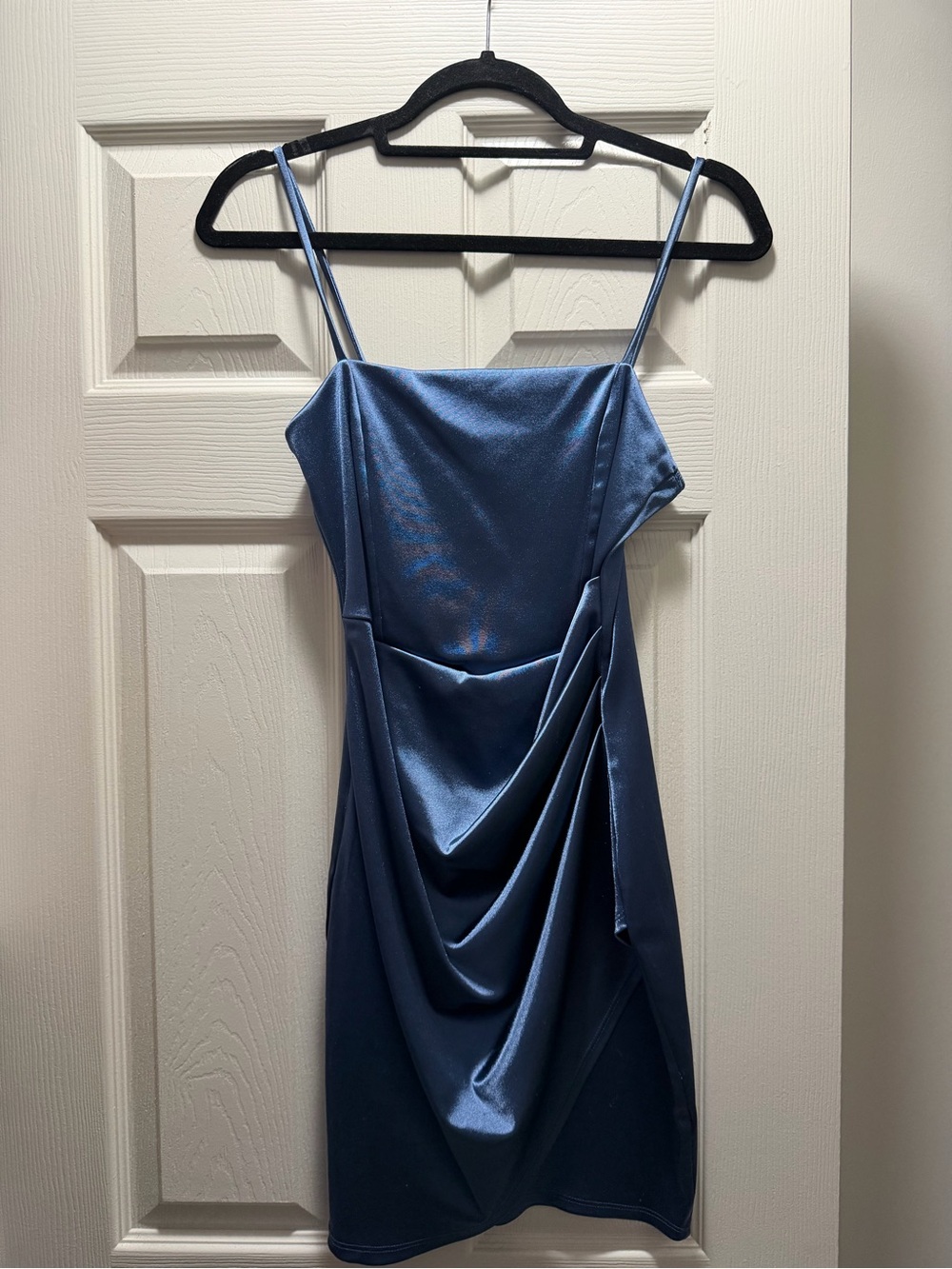 Windsor Satin Draped Mini Dress - Blue